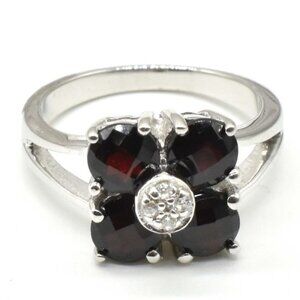 Silver Garnet Cubic Zirconia (4.05ct) Ring